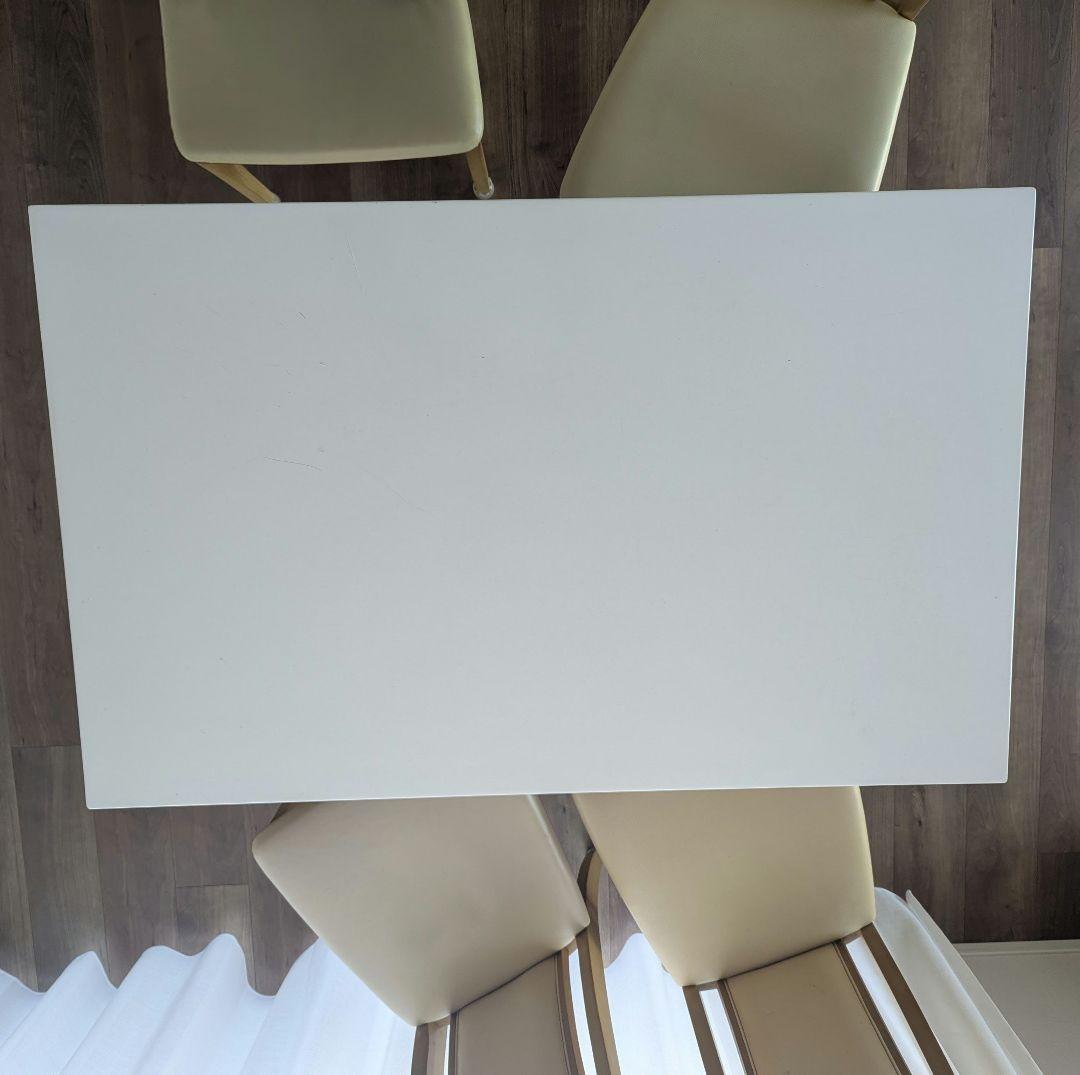 ホワイト長方形ダイニングテーブルセット