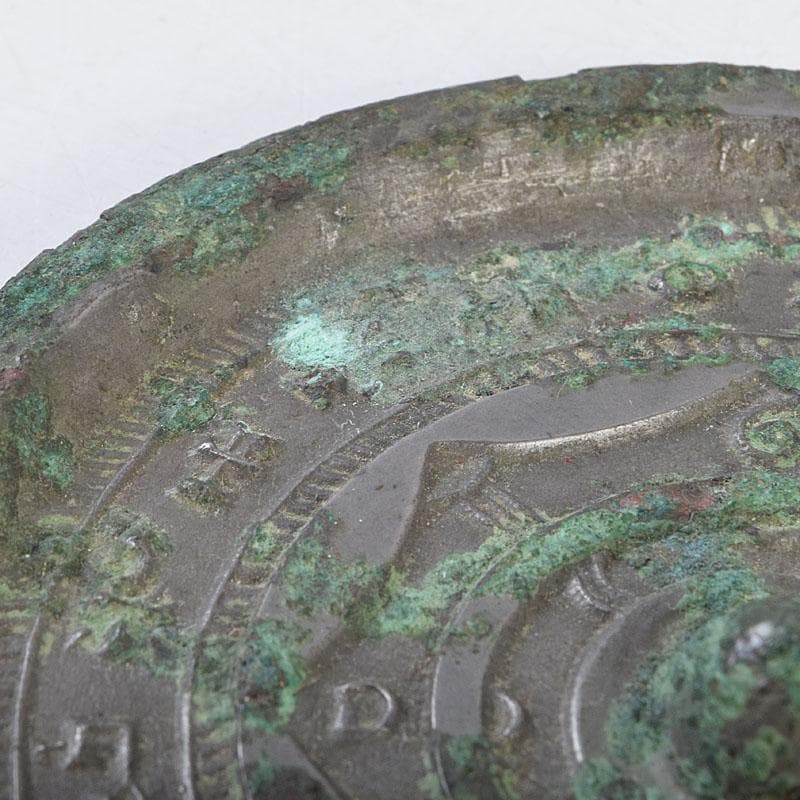 中国　古銅青銅　銅鏡　古鏡　紙鎮　文鎮　時代箱　M　R9330