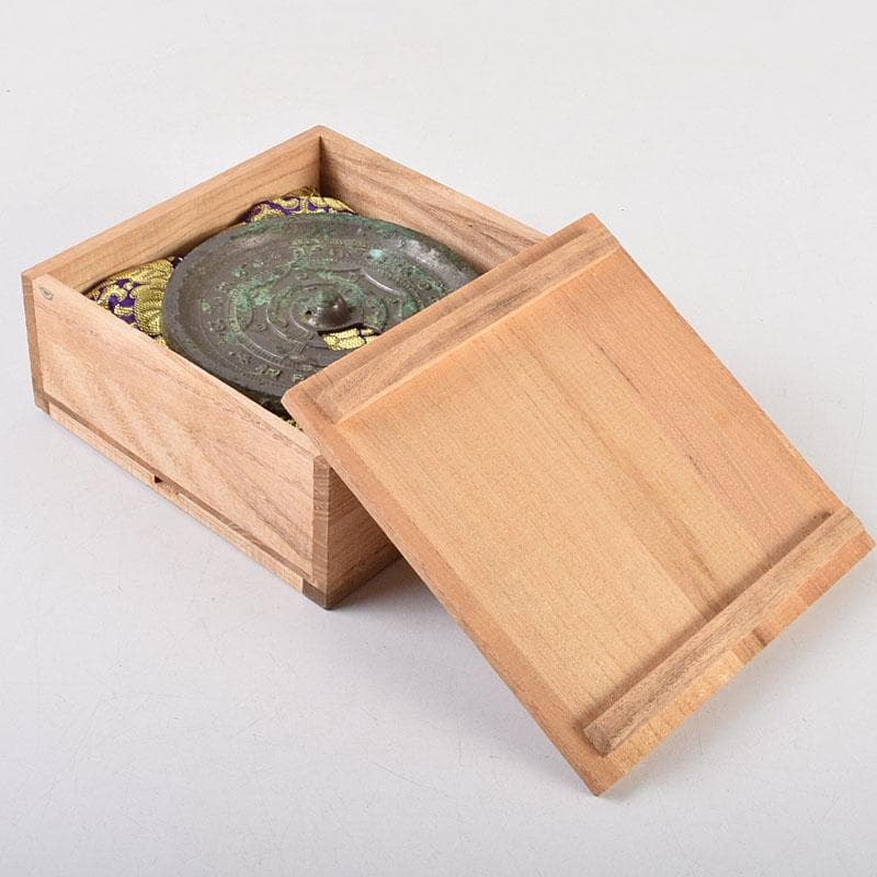 中国　古銅青銅　銅鏡　古鏡　紙鎮　文鎮　時代箱　M　R9330