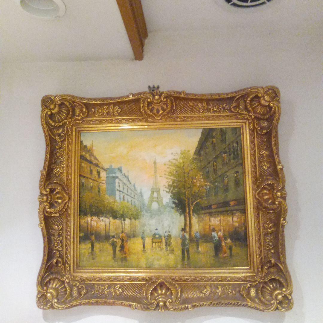 エッフェル塔の油彩画 大きめ