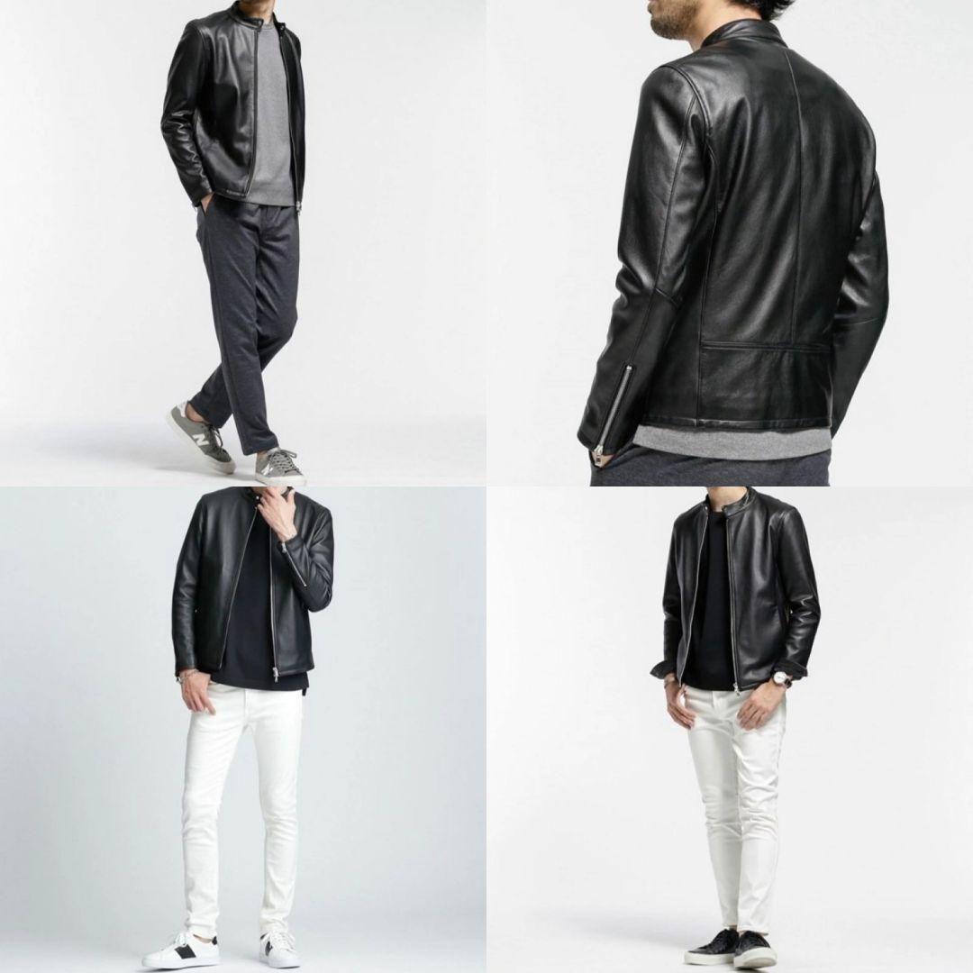 美品■NANO UNIVERSE シングル ライダースジャケット ラムレザー