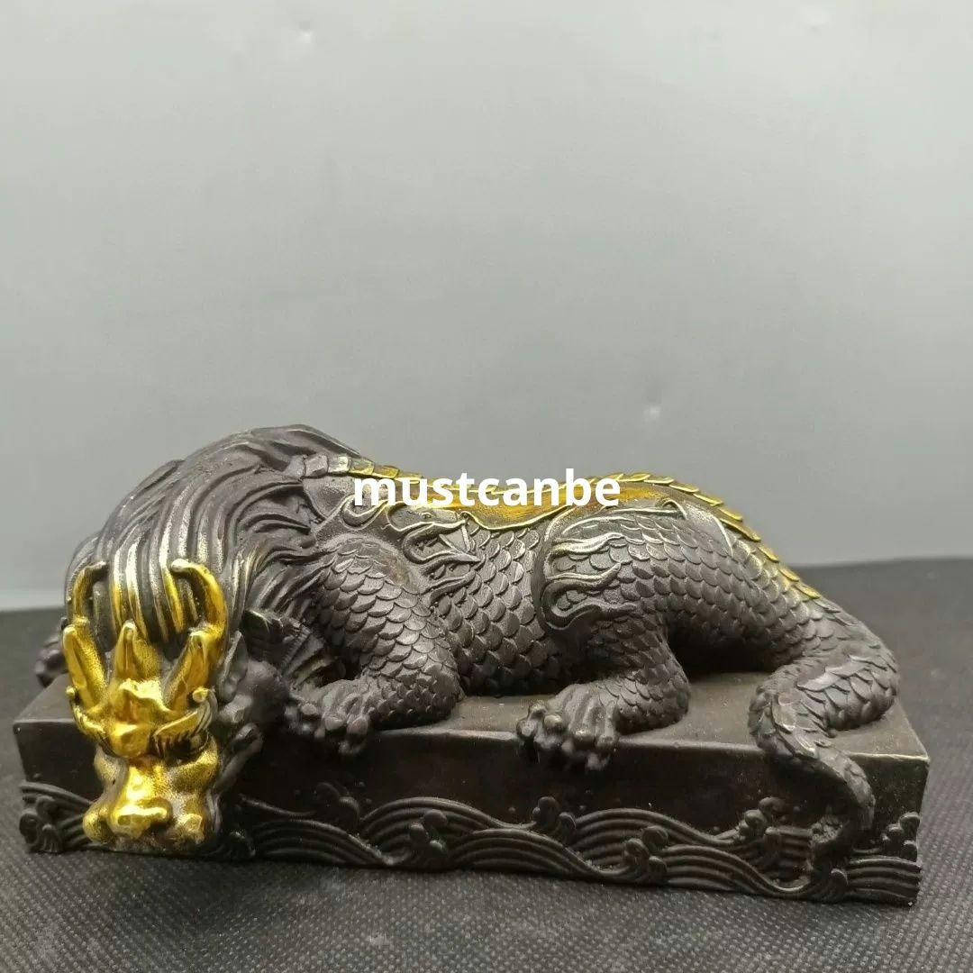 銅器 神獣 臥獣 鎮紙 書道具 文房具 開運 風水 辟邪 工芸品 置物