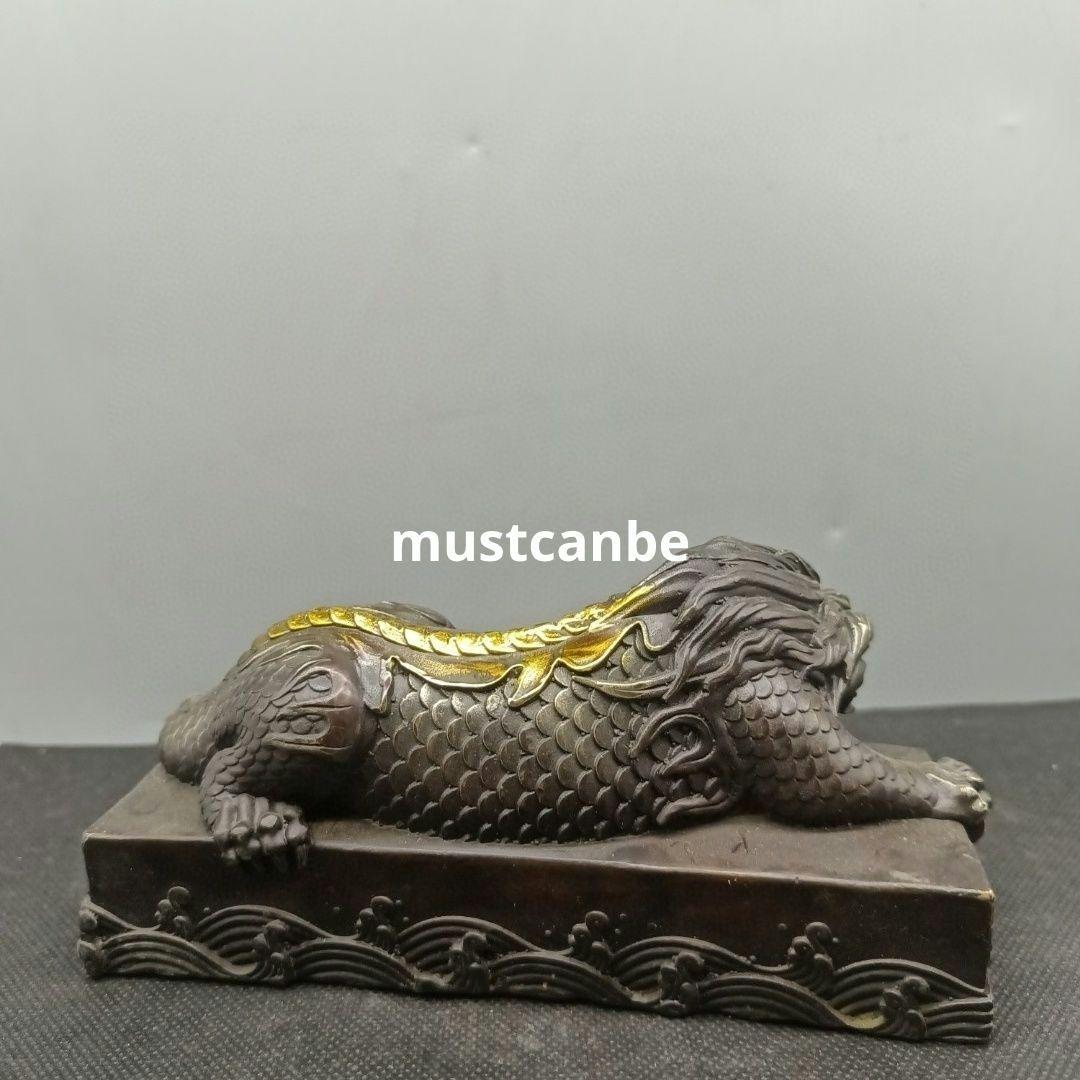 銅器 神獣 臥獣 鎮紙 書道具 文房具 開運 風水 辟邪 工芸品 置物