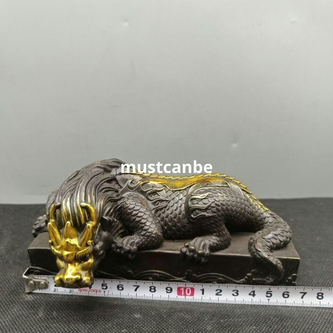 銅器 神獣 臥獣 鎮紙 書道具 文房具 開運 風水 辟邪 工芸品 置物