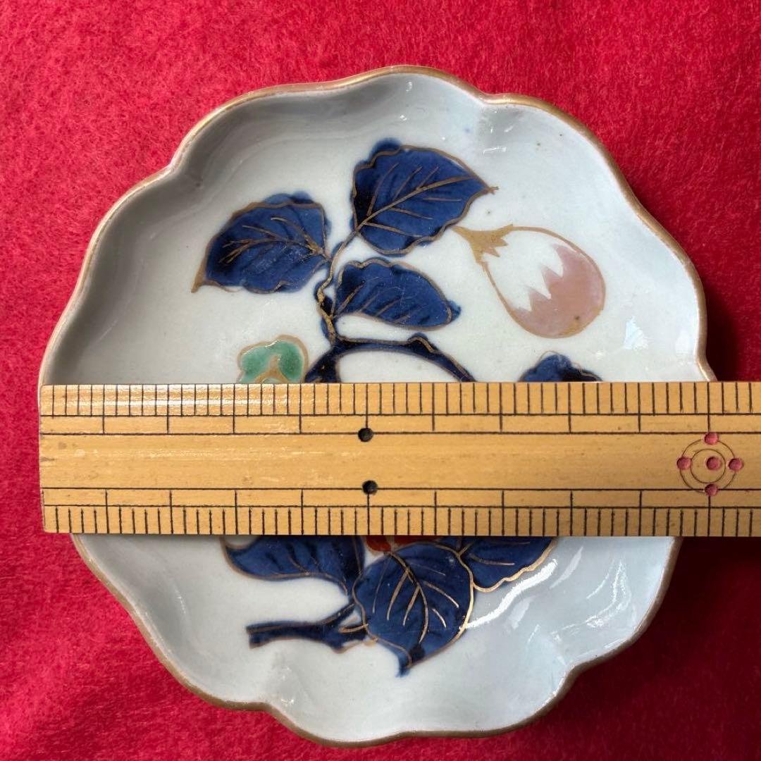 古伊万里　色絵　茄子文　小皿　5枚組