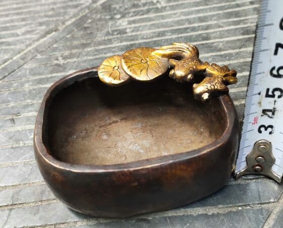 古玩銅器収蔵擬古純銅金魚筆洗灰皿硯台包漿老道家庭書房置物