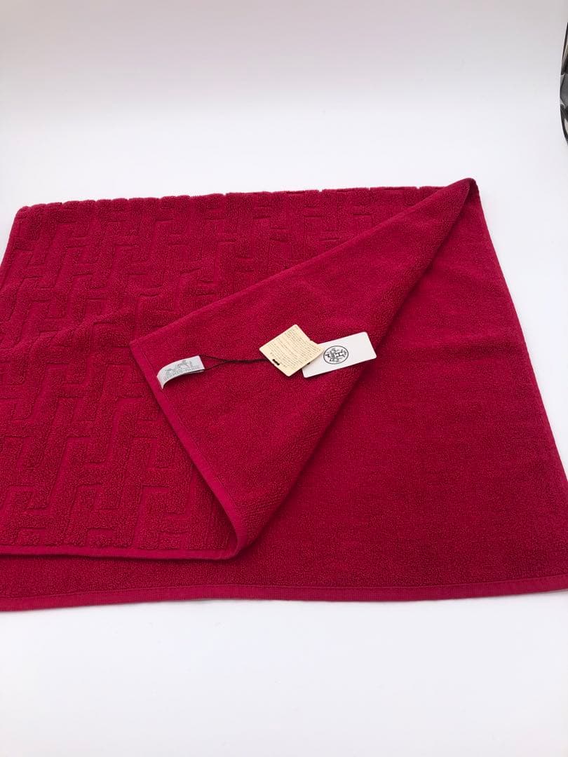 エルメス赤いテクスチャー付きバスタオルフェイスタオル
