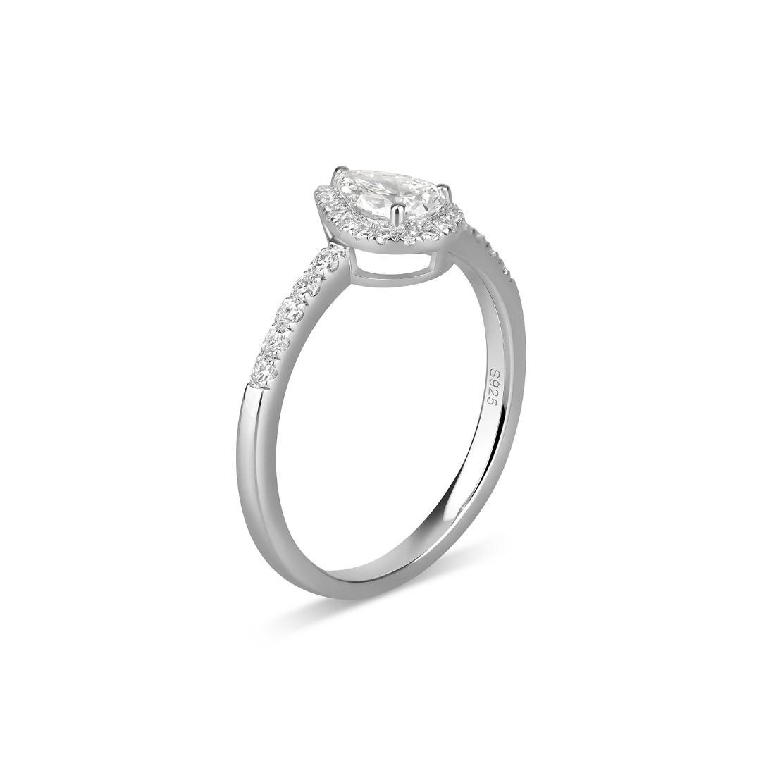 LABダイヤ水滴ヘイローリング R122H25729-W（3週間発送）