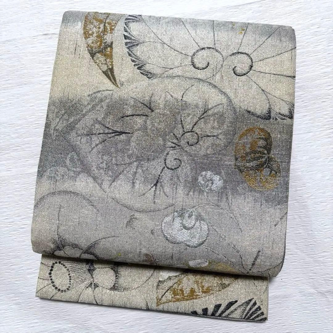 m-9 3way 葵小袖文様 華唐草 月 全通 袋帯 正絹 未使用極美品