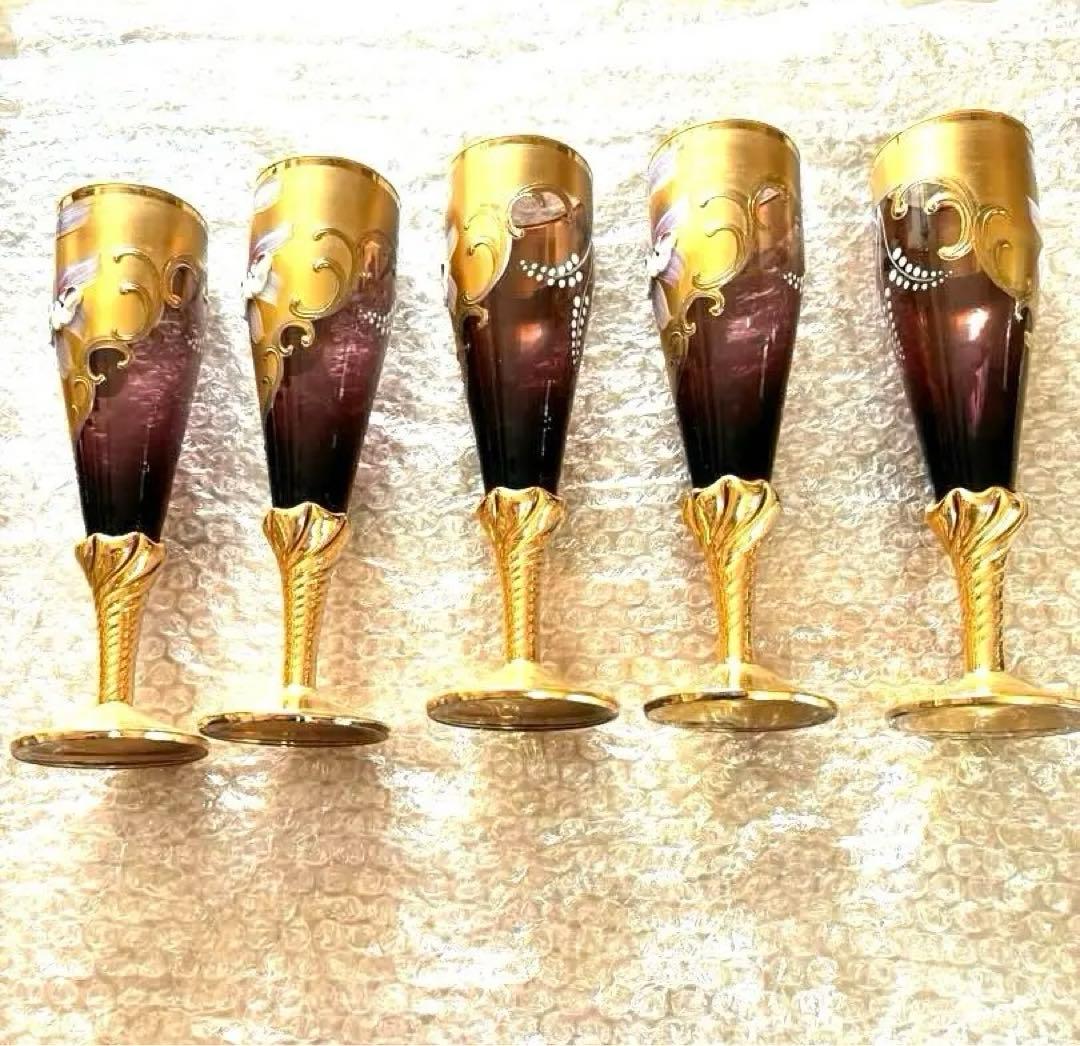 未使用ビンテージ❣️イタリア ベネチアングラス ムラーノ デキャンタ＆グラス