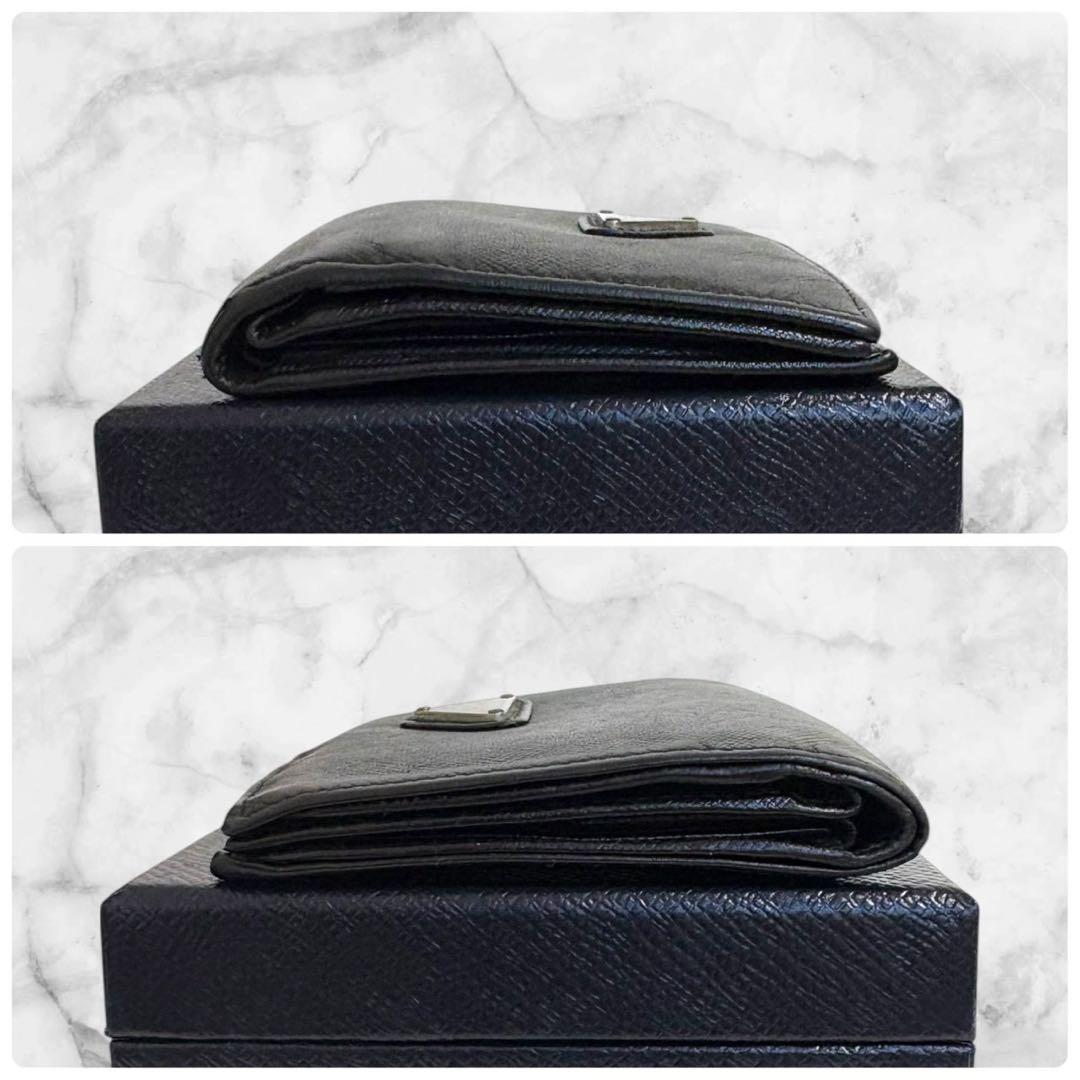極美品✨ PRADA プラダ 二つ折り財布 サフィアーノ ブラック 三角ロゴ