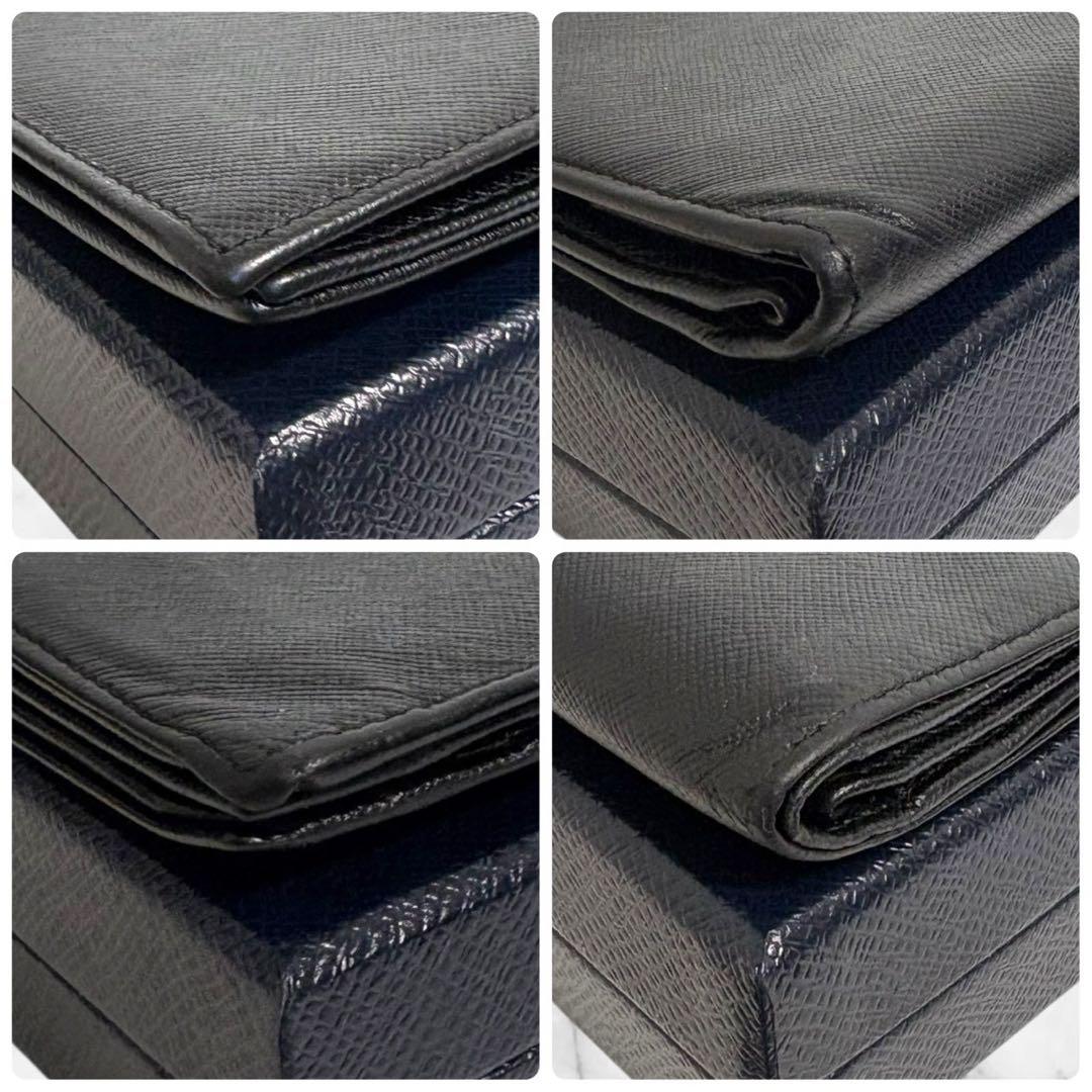 極美品✨ PRADA プラダ 二つ折り財布 サフィアーノ ブラック 三角ロゴ