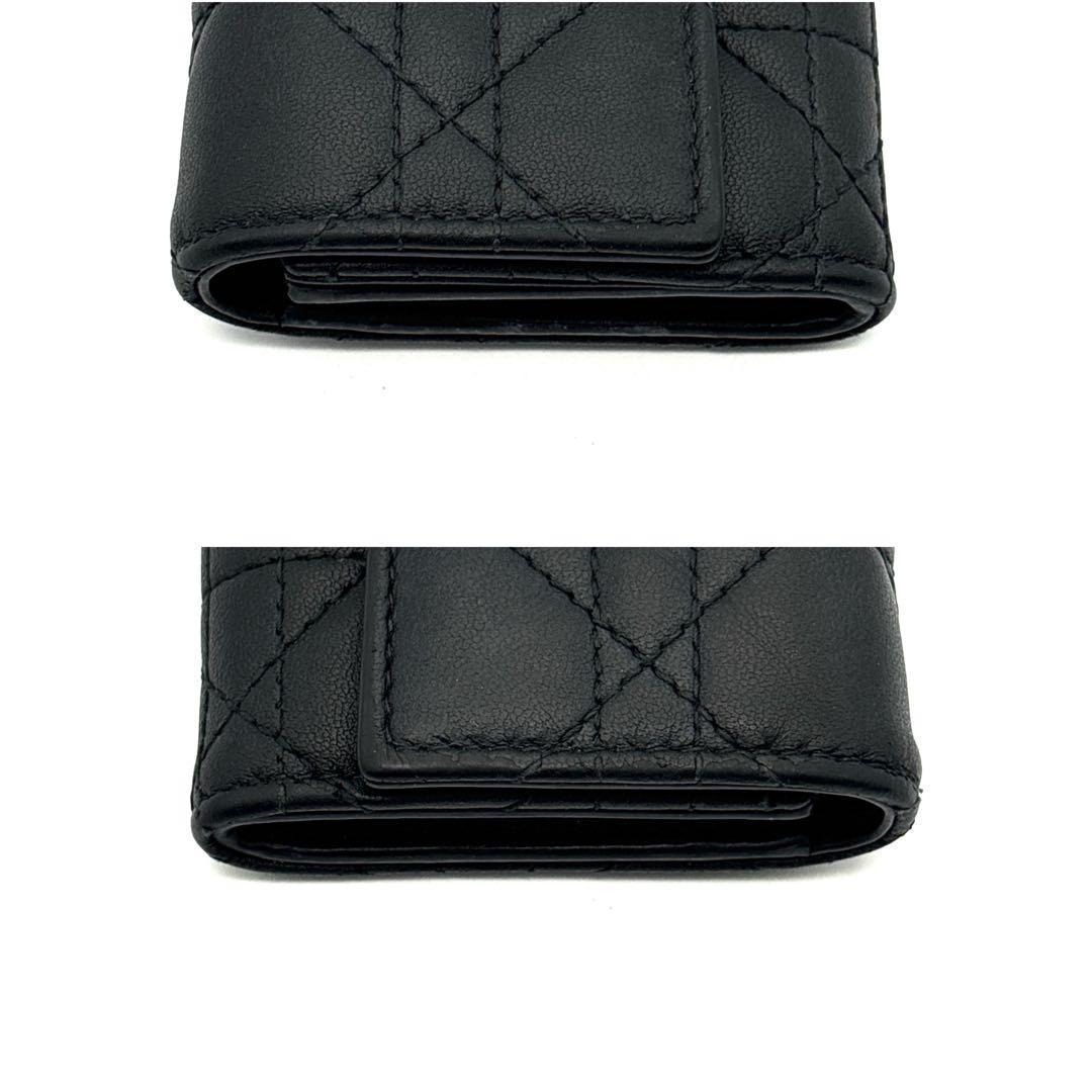 極美品◆DIOR マイディオール グリシールウォレット ラムスキン ブラック