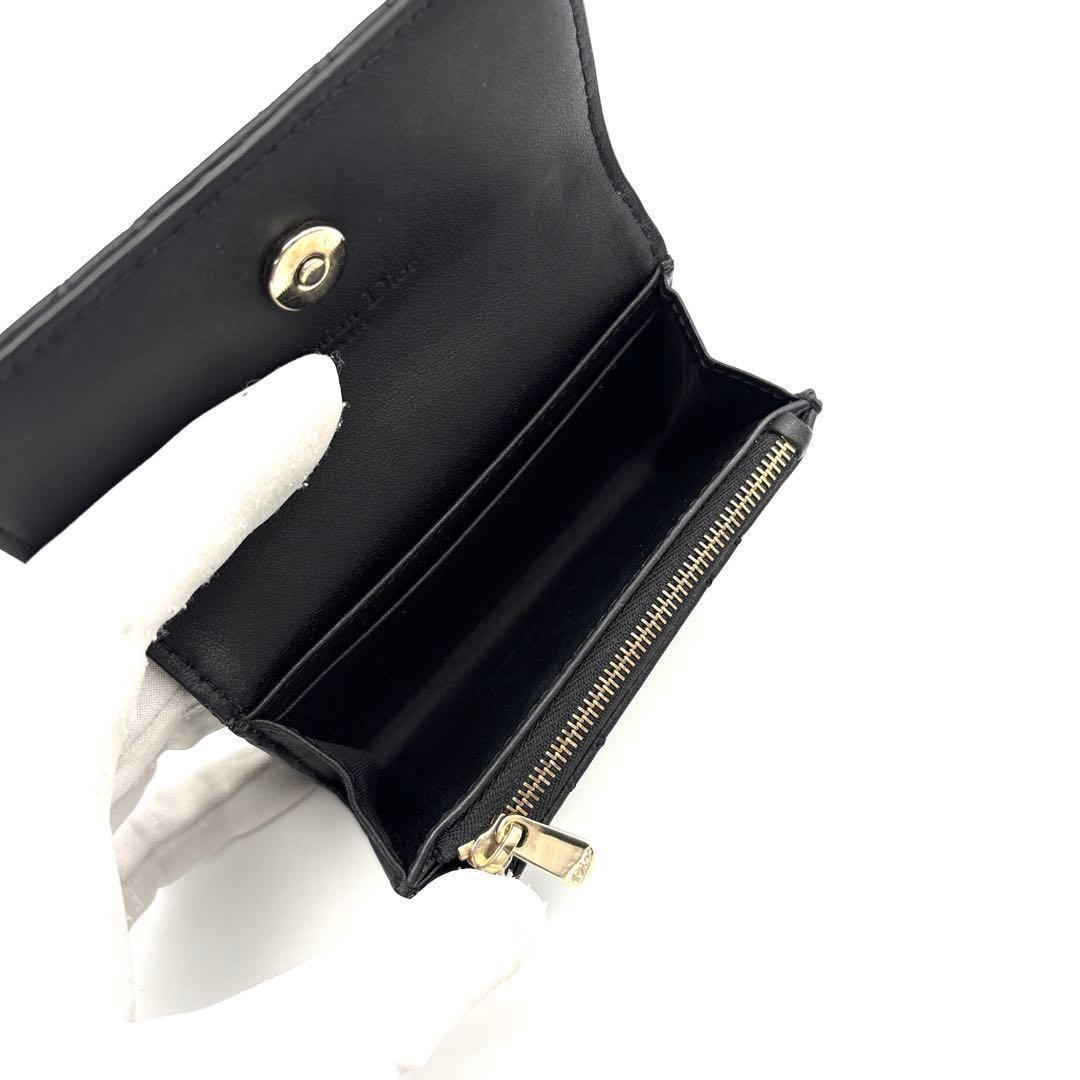 極美品◆DIOR マイディオール グリシールウォレット ラムスキン ブラック