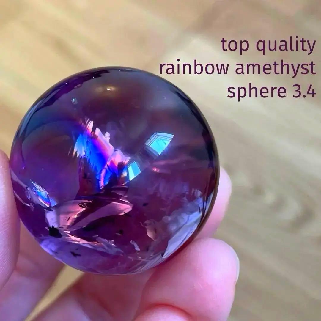 アメシスト　スフィア　高品質　3.4 虹　ファントム　ホーランダイト　アメジスト
