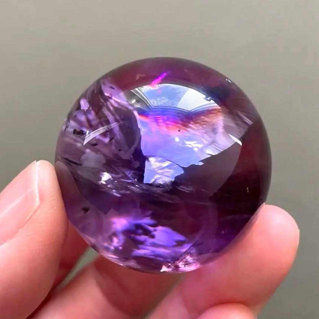 アメシスト　スフィア　高品質　3.4 虹　ファントム　ホーランダイト　アメジスト