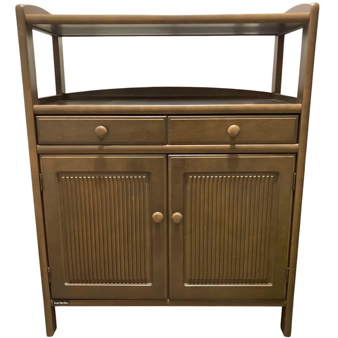 カリモク 家具 電話台 FAX台 サイドボード レトロ 木目調