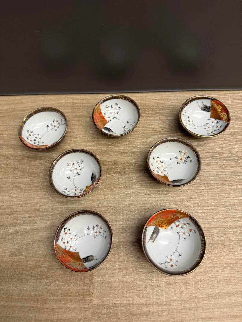 1533  九谷焼　猪口　7客　時代物