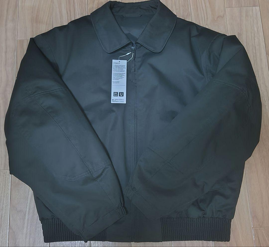 新品 ユニクロU パフテックショートブルゾン オリーブ M