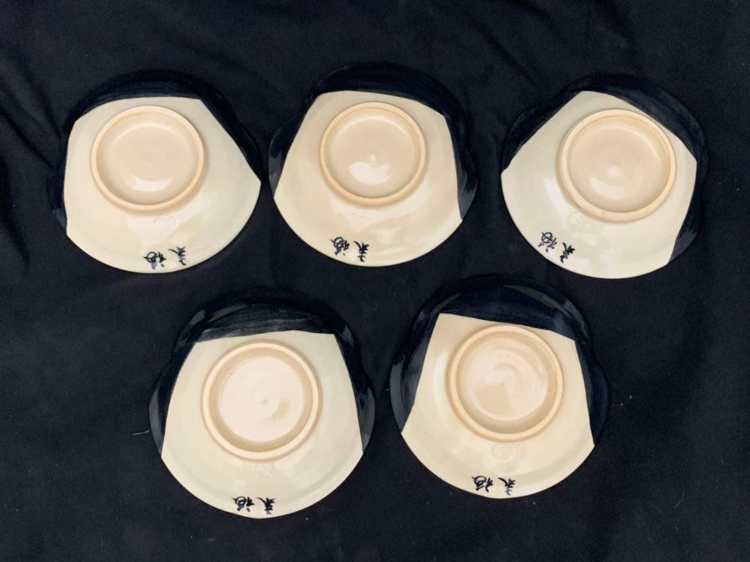 清水焼 京焼 ぐい呑　6客　小皿5枚　百福 おかめ酒器　末福