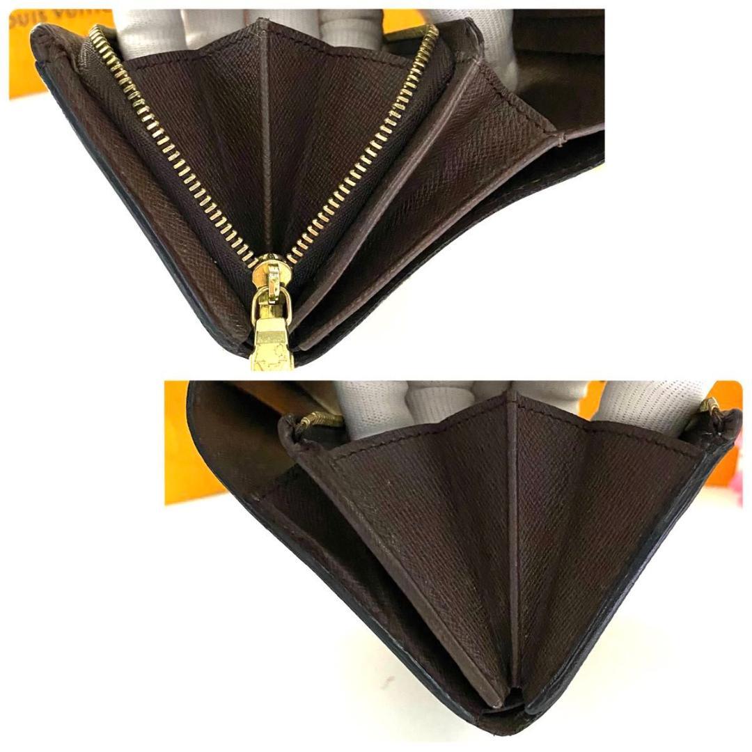ルイ ヴィトン◎トレゾール ダミエ エベヌ 二つ折り L字ファスナー ブラウン