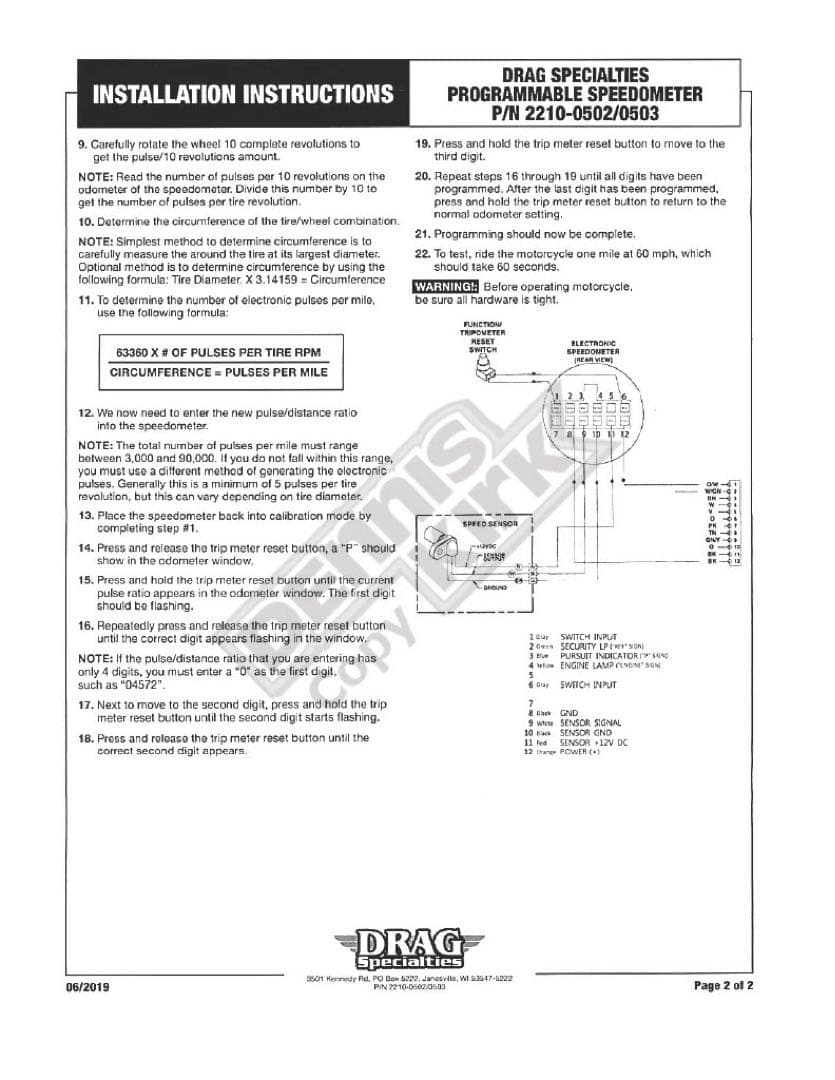 ハーレー　スピードメーター 3.75インチ　ドラッグスペシャリティーズ