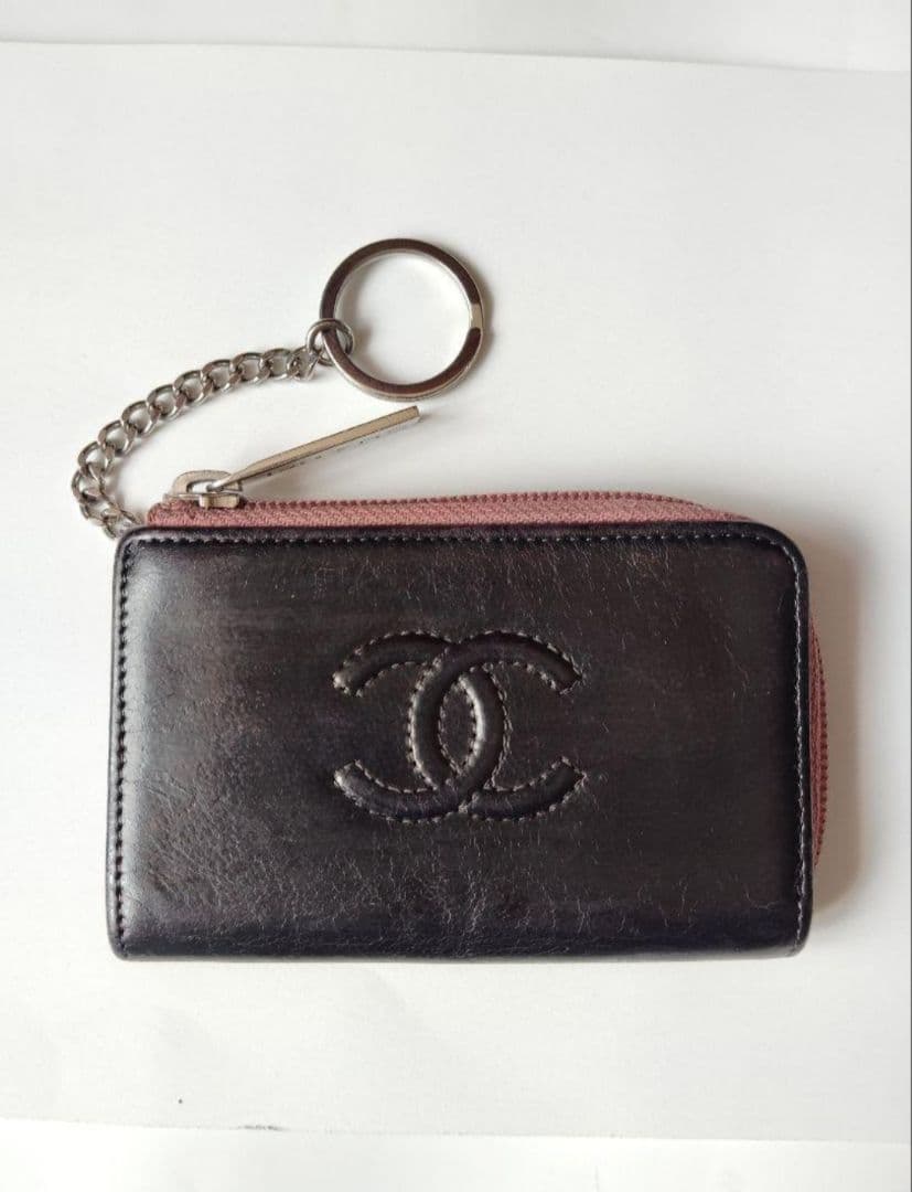 CHANEL　ケース　キーチェーン付き　黒ブラック