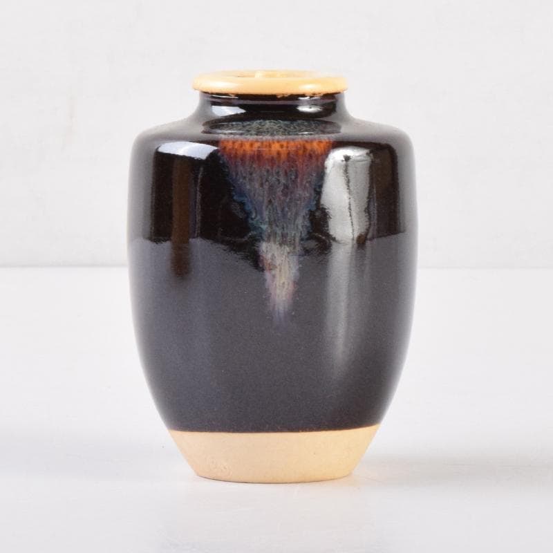 茶道具　高取焼　清水茂生造　文琳茶入　仕覆付　共箱　V　7006