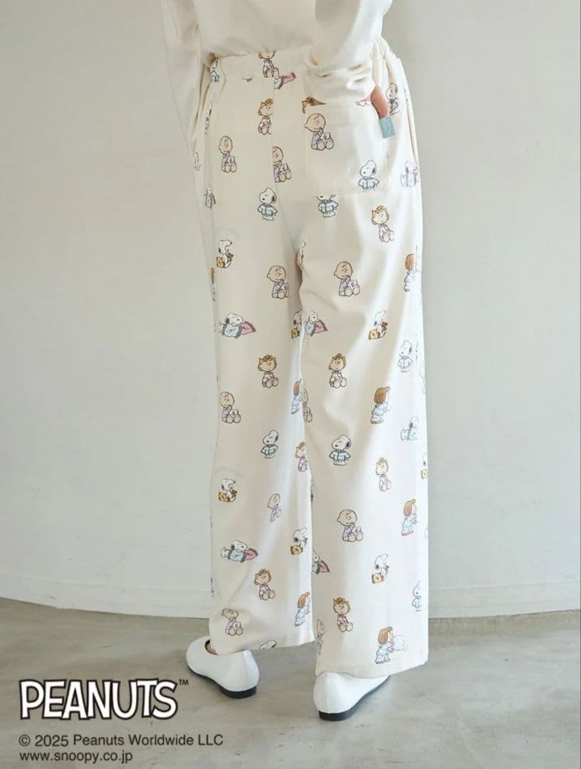 gelato pique【PEANUTS】オリジナルアート 総柄ロングパンツ