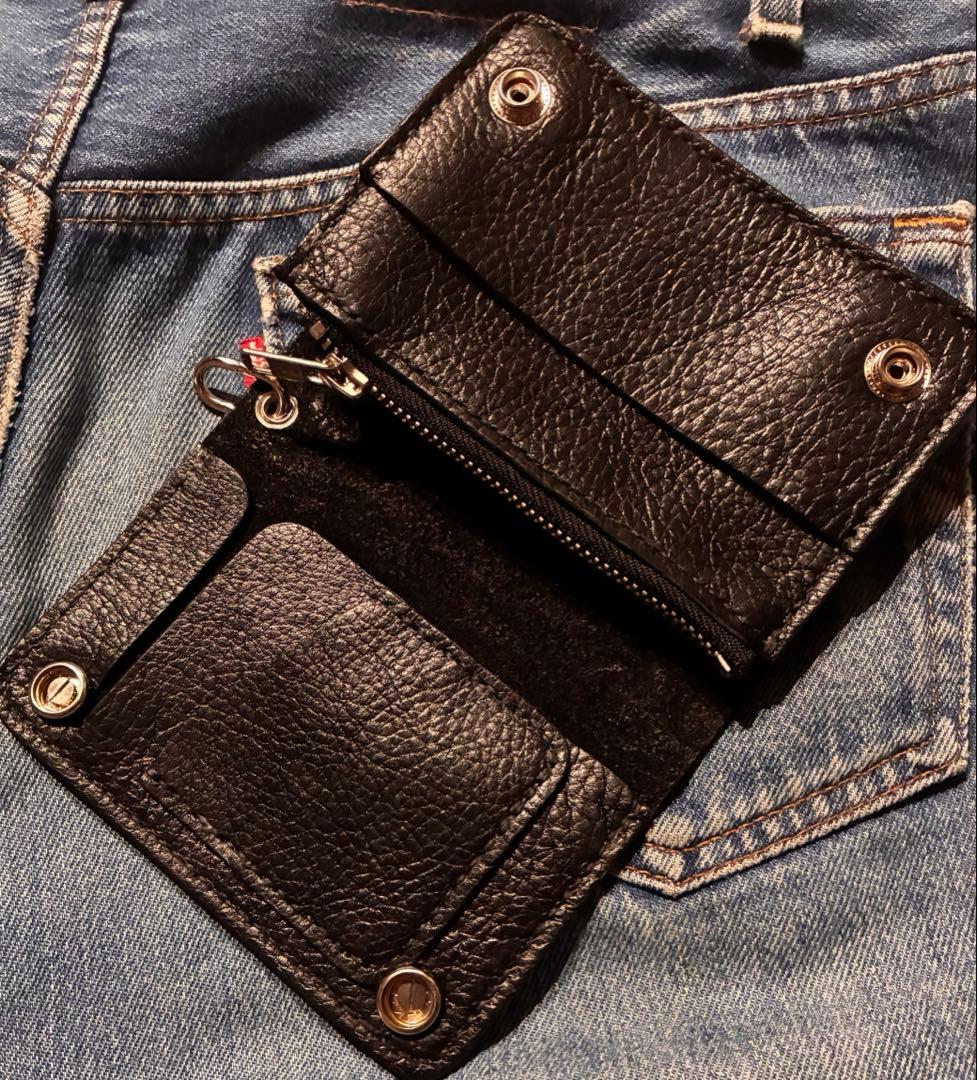 トラッカーウォレット　ミドルサイズ　シルバー925クロスボールコンチョ