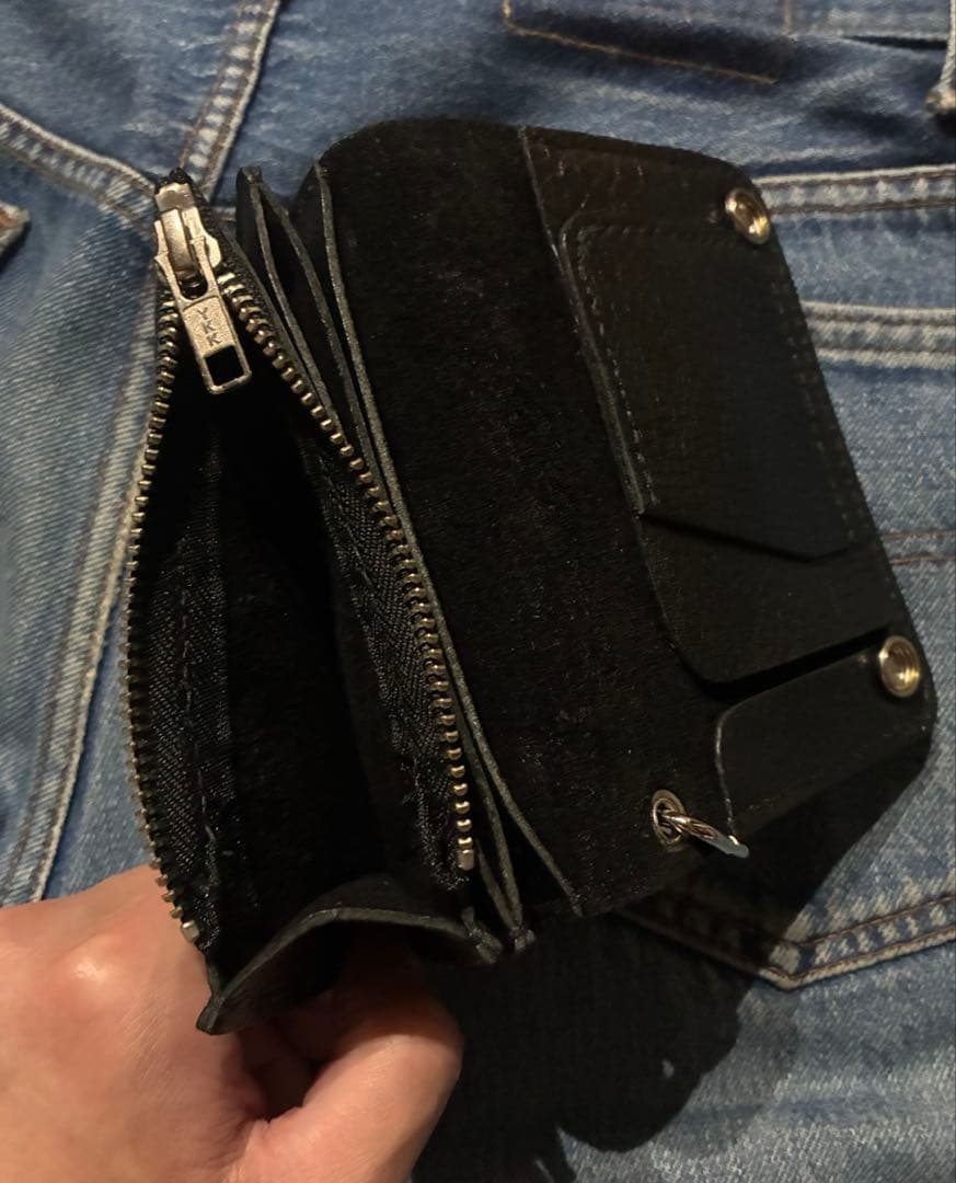 トラッカーウォレット　ミドルサイズ　シルバー925クロスボールコンチョ