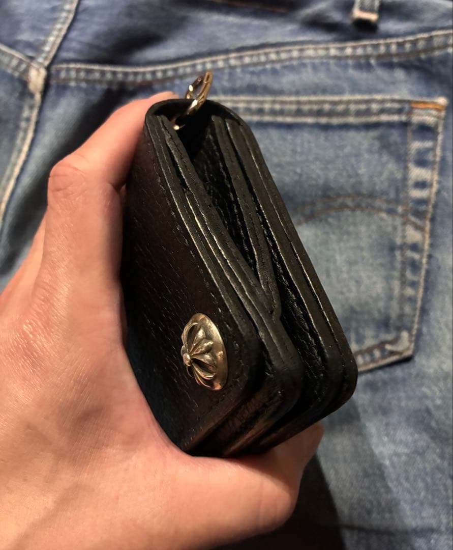 トラッカーウォレット　ミドルサイズ　シルバー925クロスボールコンチョ