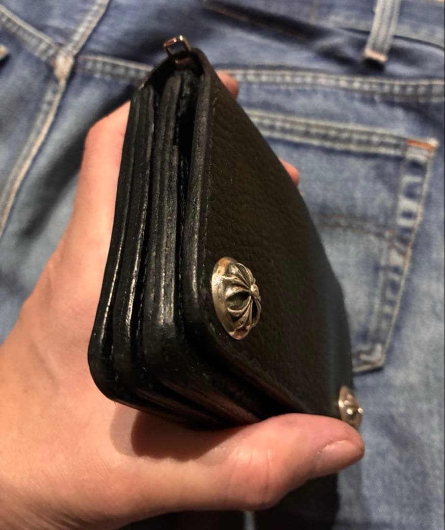 トラッカーウォレット　ミドルサイズ　シルバー925クロスボールコンチョ