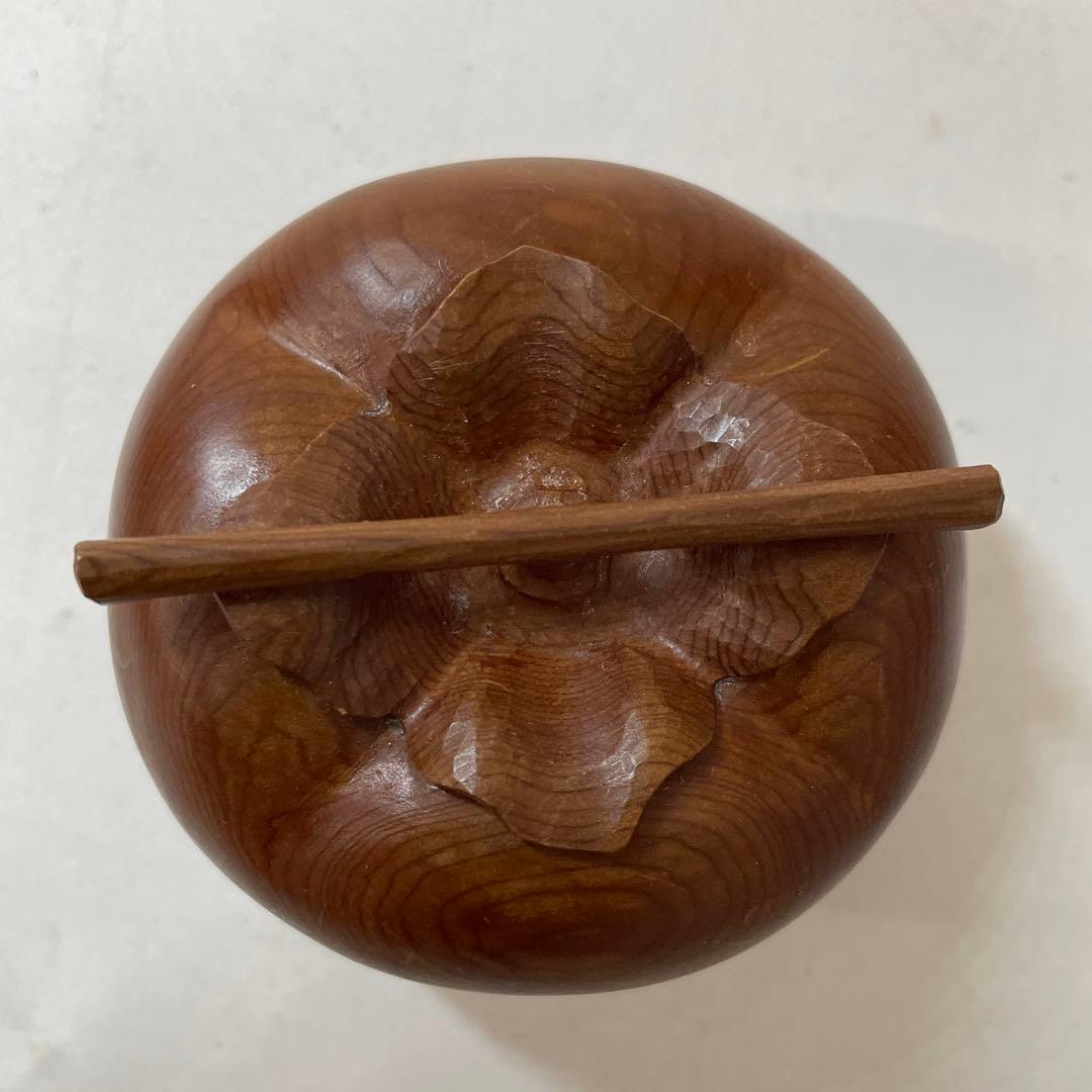 木製 香合 太江勝山作 香道具 茶道具 一位の木で一刀彫りです 柿 置物