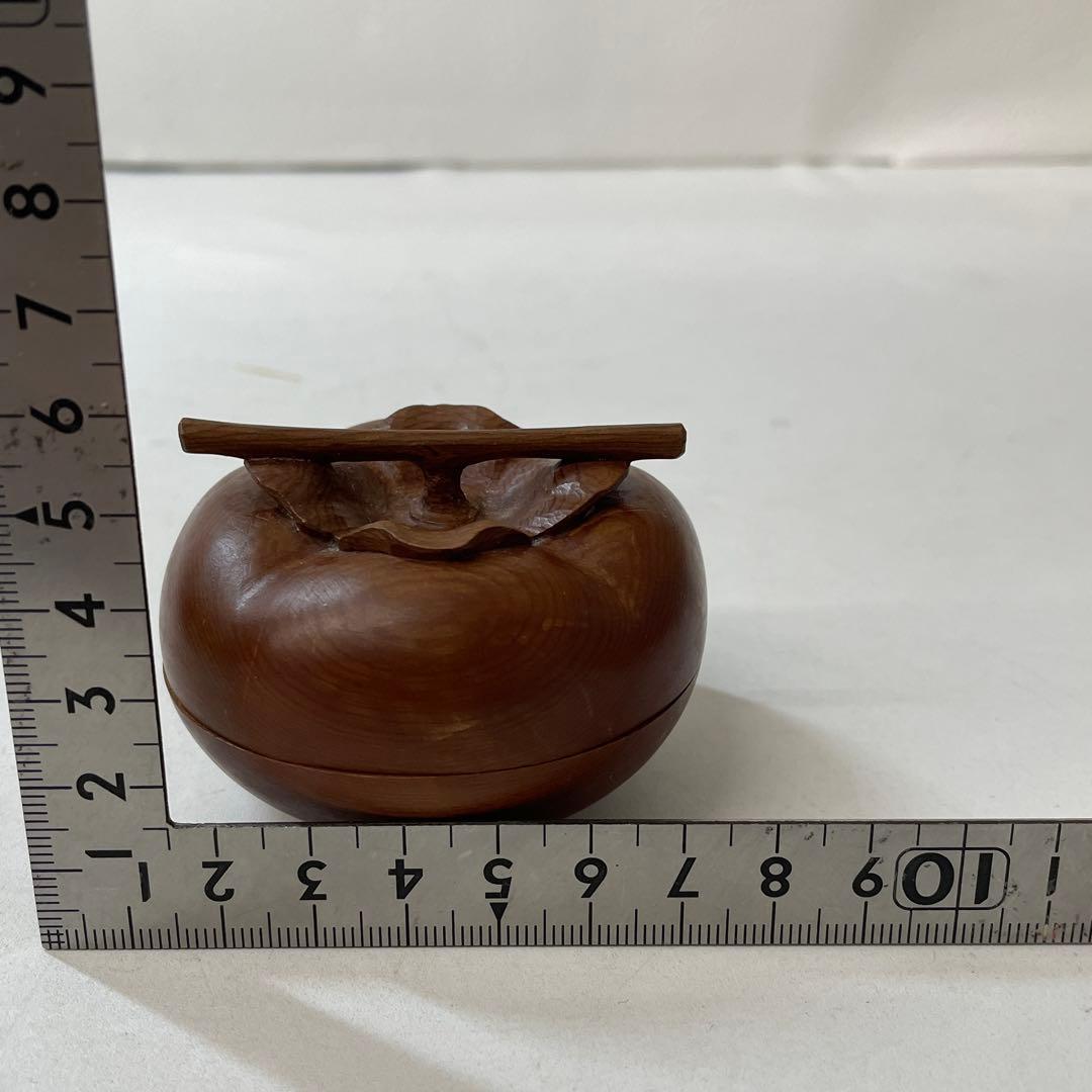 木製 香合 太江勝山作 香道具 茶道具 一位の木で一刀彫りです 柿 置物