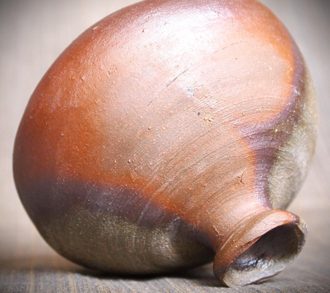 人気作家★中村和樹【師：中村真・中村六郎】★備前【窯変】徳利★共箱・布