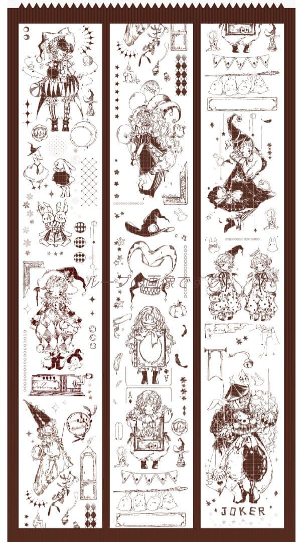 J1701＃神愚者(PET)野葵切り売り海外人物マステ女の子男の子