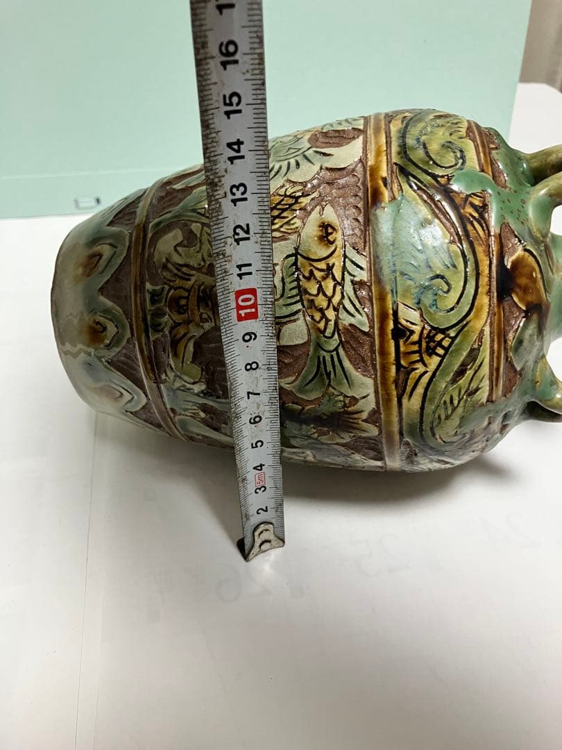 琉球　沖縄　壺屋焼【故】島袋常明作　エジプト紋壺　ヤチムン　やちむん　希少　レア