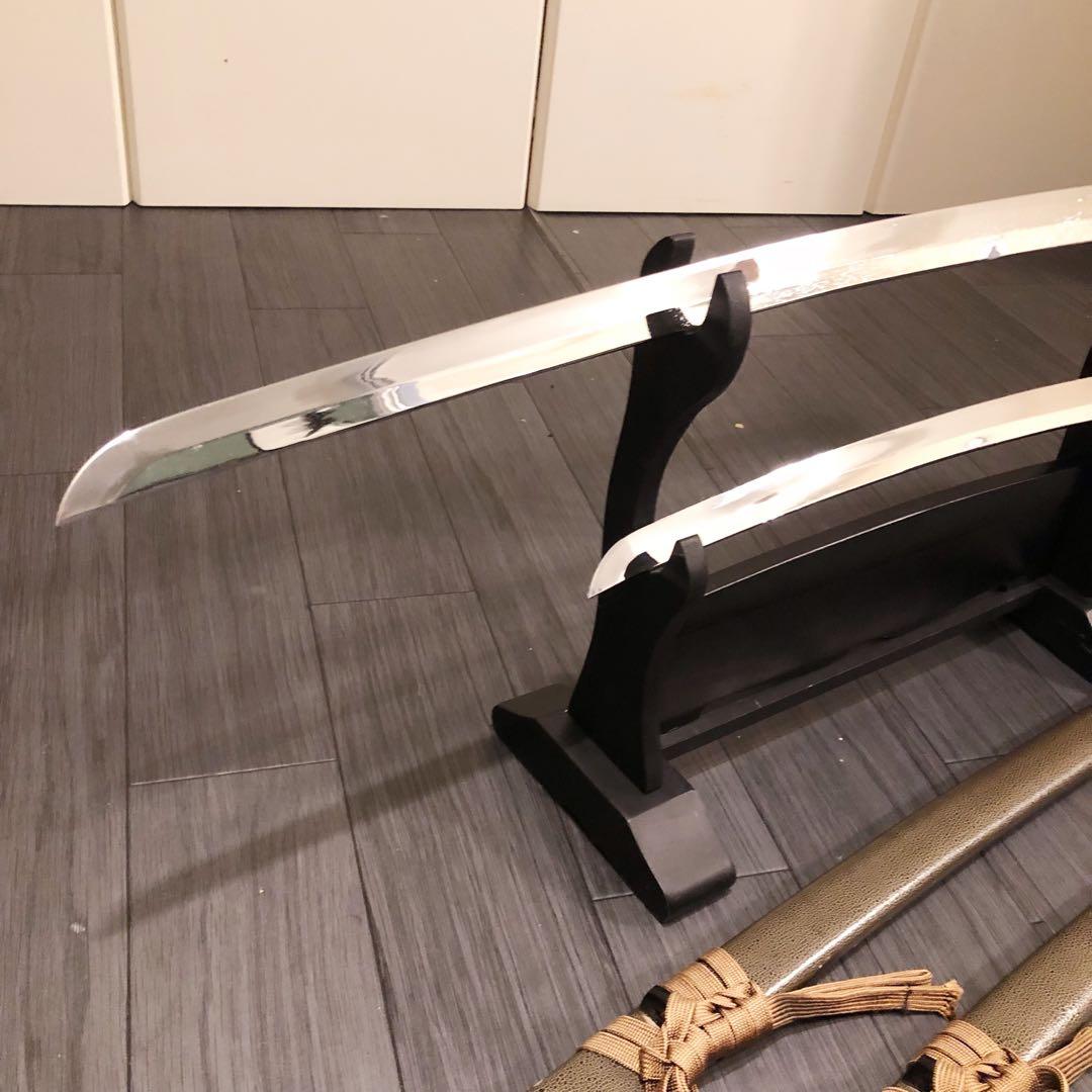 高級模造刀　居合刀　 美術刀剣　太刀　脇差　大小セット　2本セット　茶白拵え