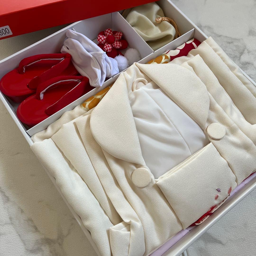 【値下げ】美品‼️‼️七五三衣装フルセット 3歳　被布コート　赤、朱色、アイボリー