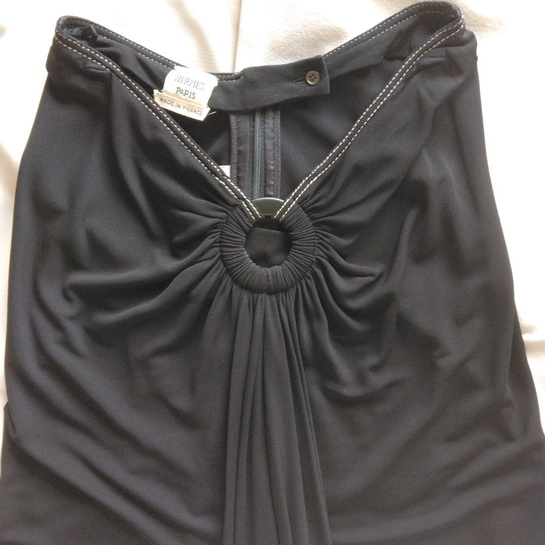 い*ご様 エルメス☆フロントドレープ☆フレアスカートブラック