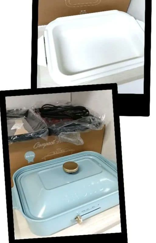 BRUNO コンパクトホットプレート セラミックコート鍋セット　ブルーグレー