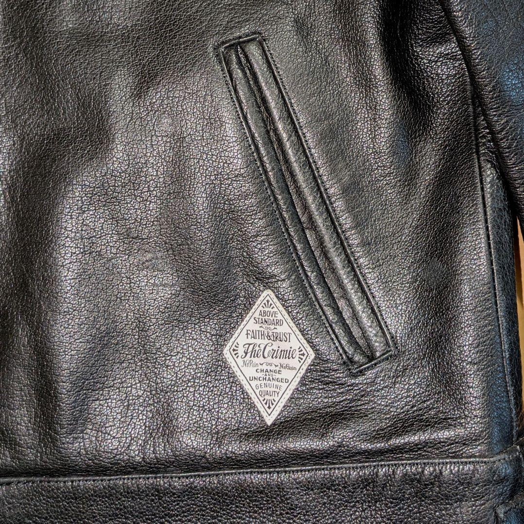 S 良品 THE CRIMIE ライダースジャケット ワッペン ブラック 黒