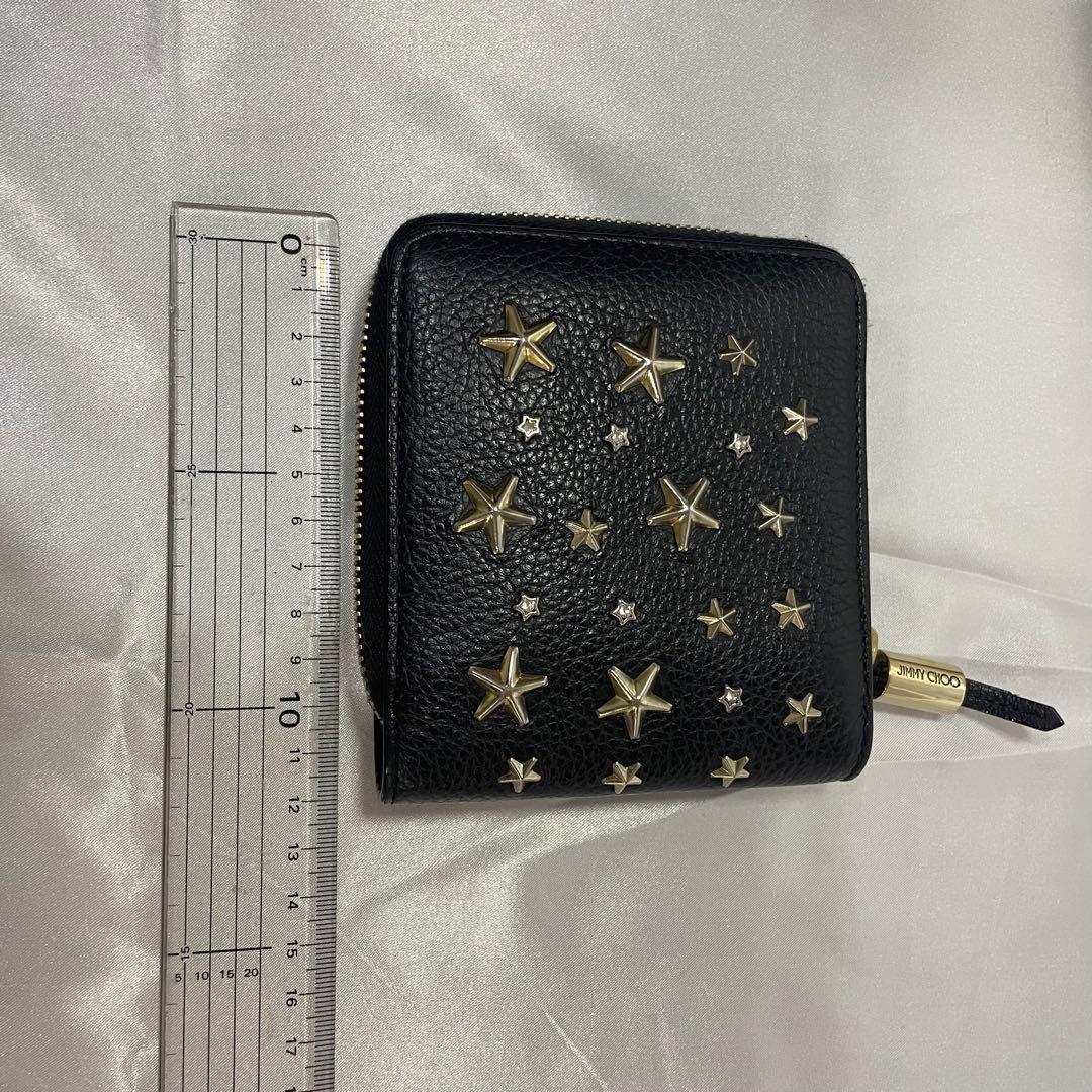 【鑑定済み・美品】JIMMY CHOO ジミーチュウ 星スタッズ 二つ折り財布