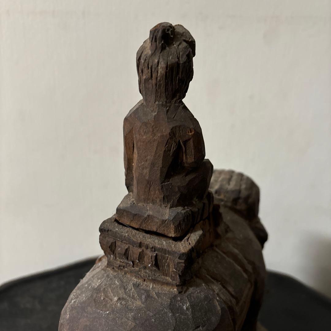 古い木彫　普賢菩薩　仏像　古美術　アンティーク　古道具　骨董　木造　李朝　中国