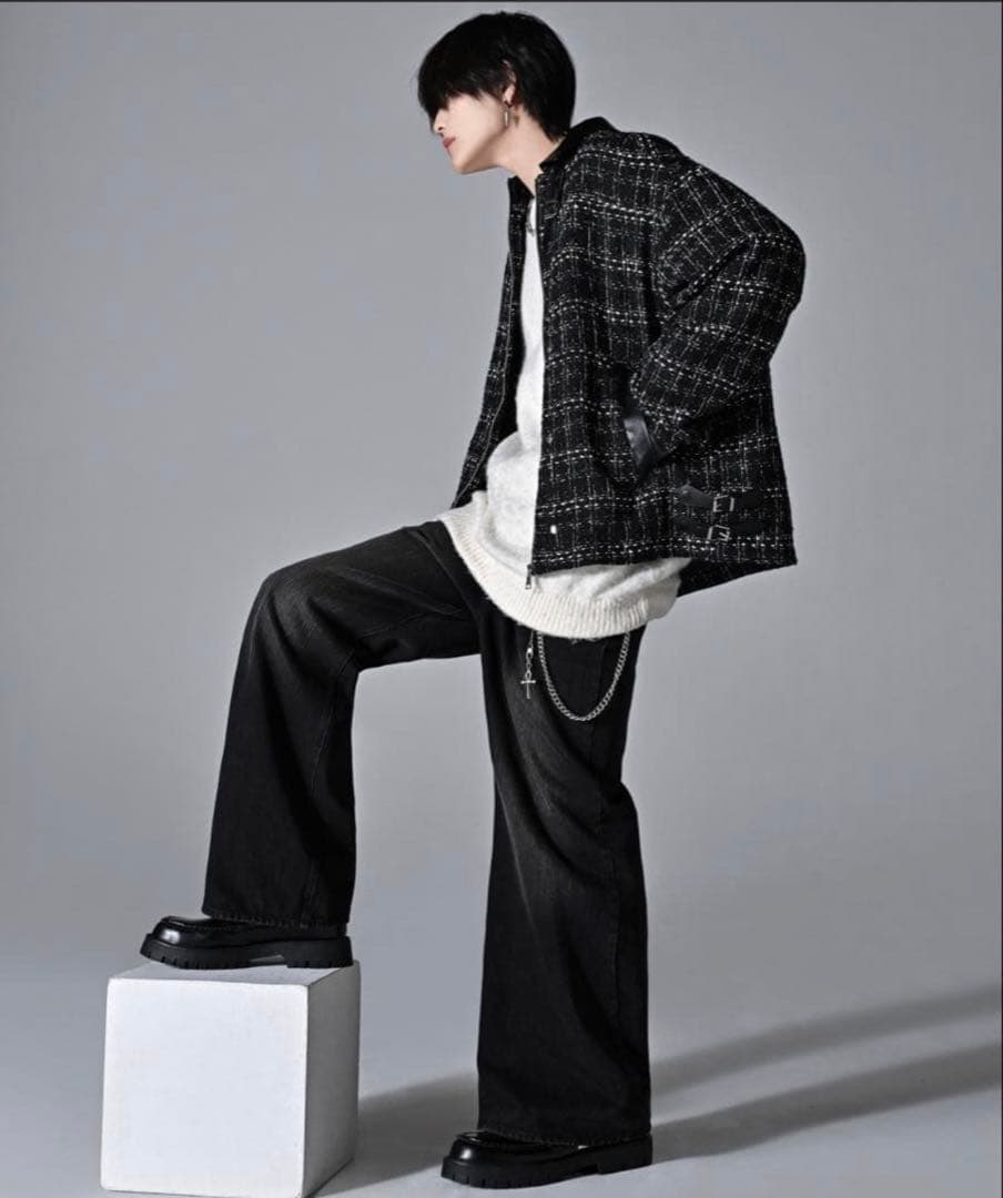 メニーバックルベルトツイードブルゾン