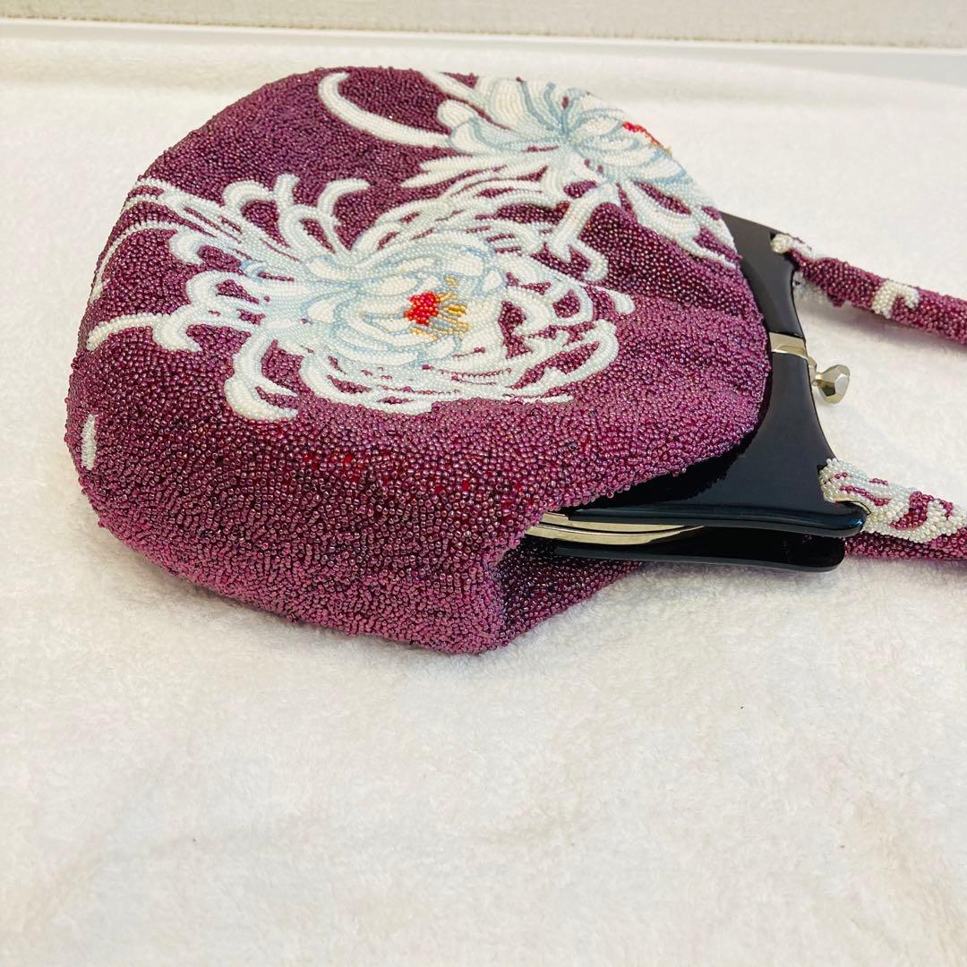 ビーズバック　むらさき　パープル　和装　着物