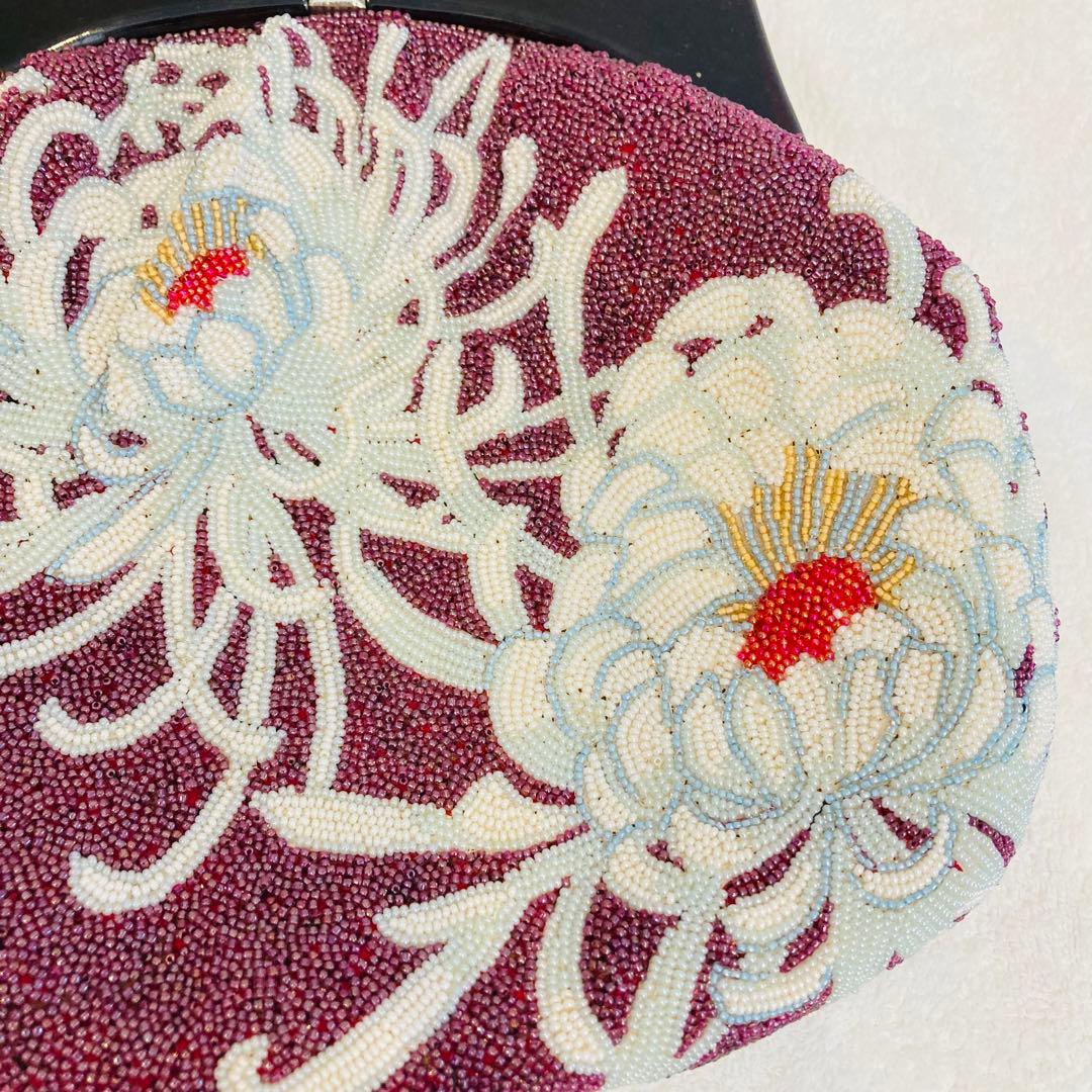 ビーズバック　むらさき　パープル　和装　着物