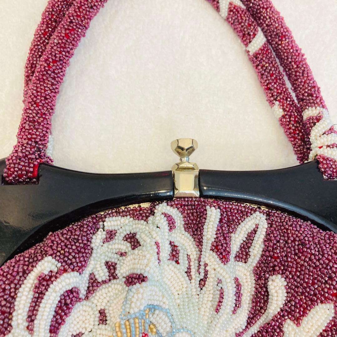 ビーズバック　むらさき　パープル　和装　着物