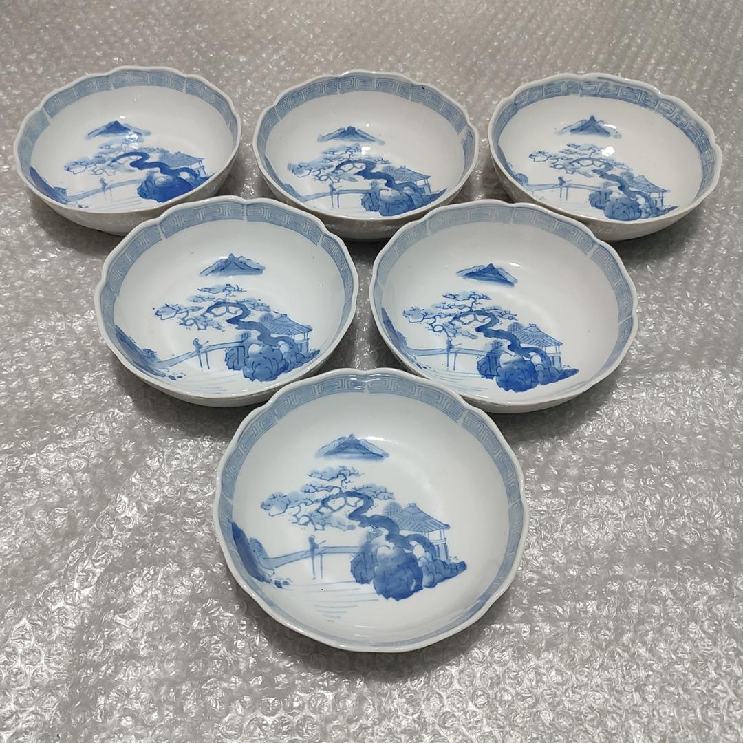 古伊万里 染付 なます皿 江戸後期 6客セット